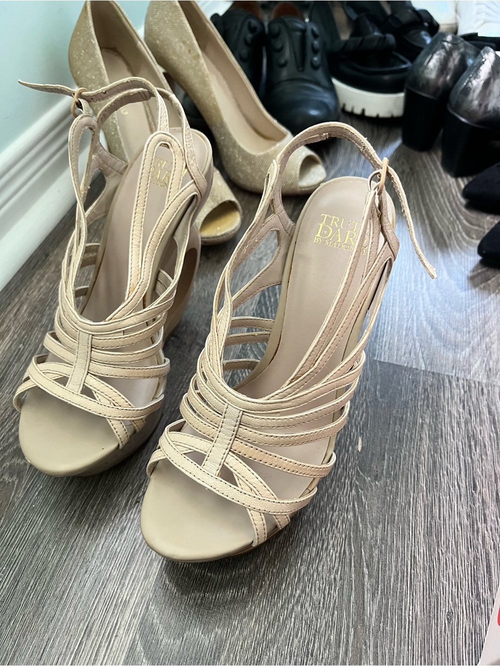 Aldo x Madonna Beige Strappy Heels